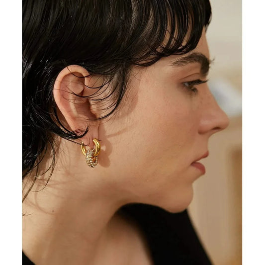 Gold Cubic Zirconia Halo Hoops