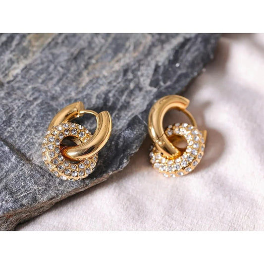 Gold Cubic Zirconia Halo Hoops