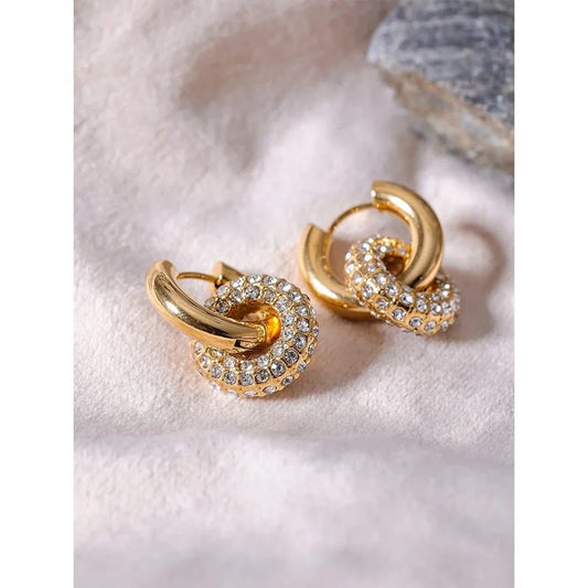 Gold Cubic Zirconia Halo Hoops