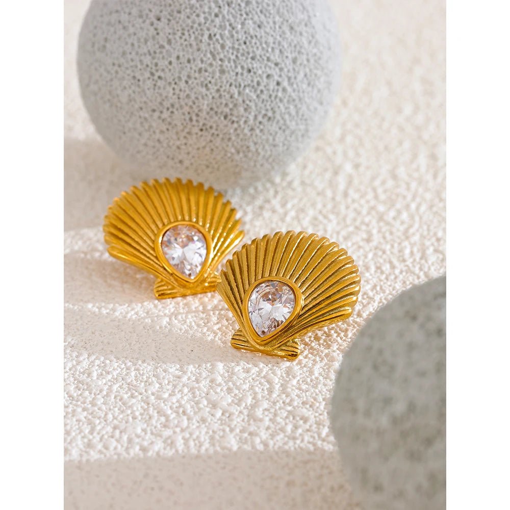 Cubic Zirconia Shell Earrings