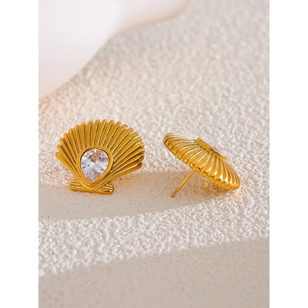 Cubic Zirconia Shell Earrings