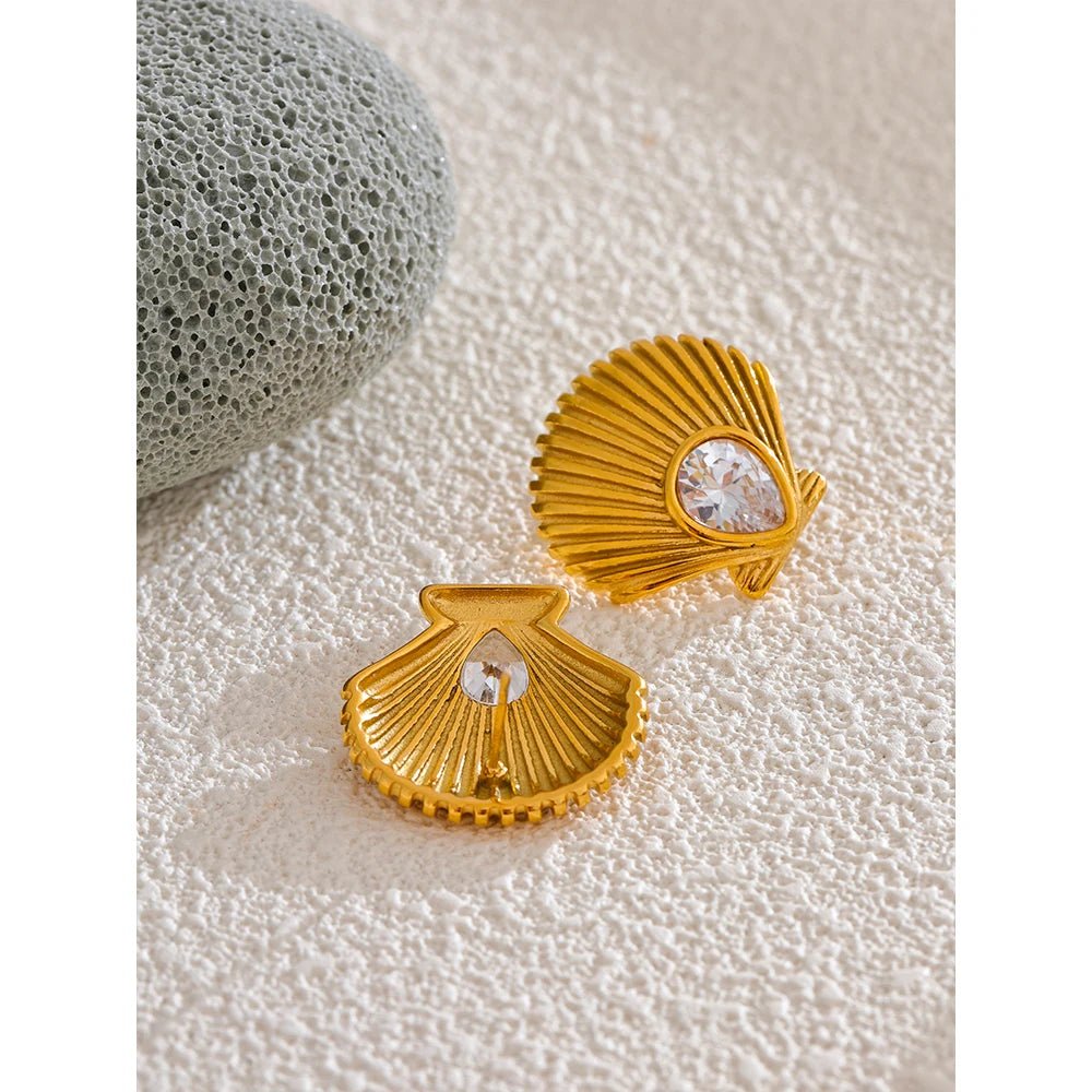 Cubic Zirconia Shell Earrings