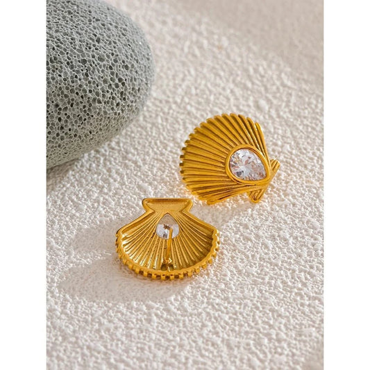 Cubic Zirconia Shell Earrings