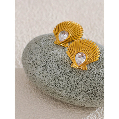 Cubic Zirconia Shell Earrings