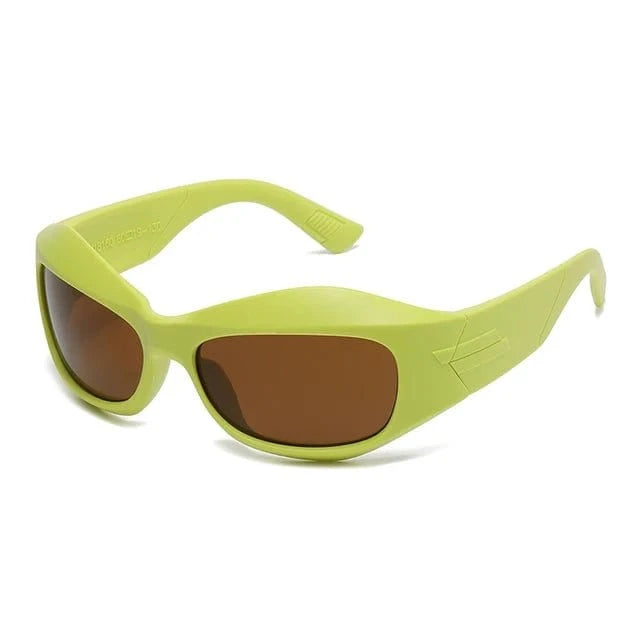 Yellow Green Curved Sunglasses