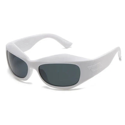 White Curved Sunglasses