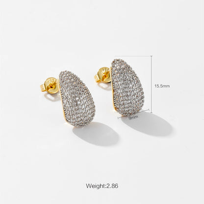 Curved Teardrop Stud Earrings - Size details