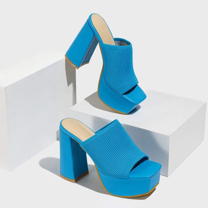 Chunky Open-Toe Heels