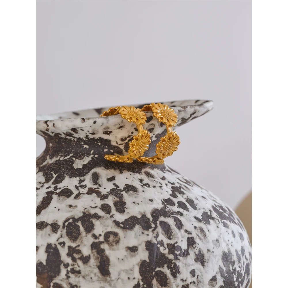 Gold Daisy Hoop Earrings