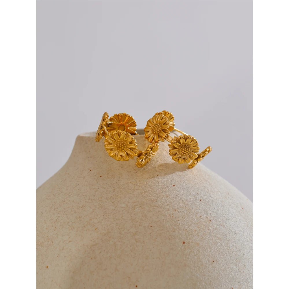 Gold Daisy Hoop Earrings