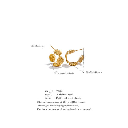 Gold Daisy Hoop Earrings - Size Details