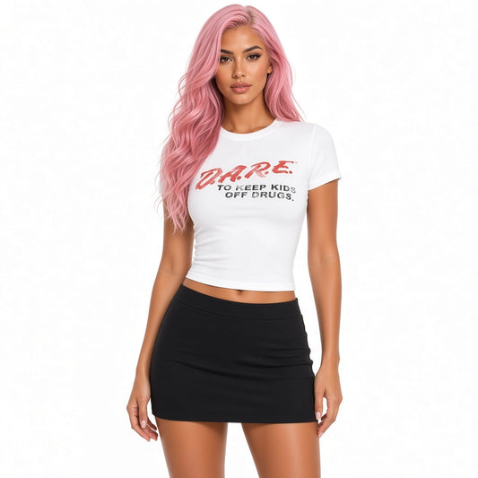 DARE Baby Tee — close-up