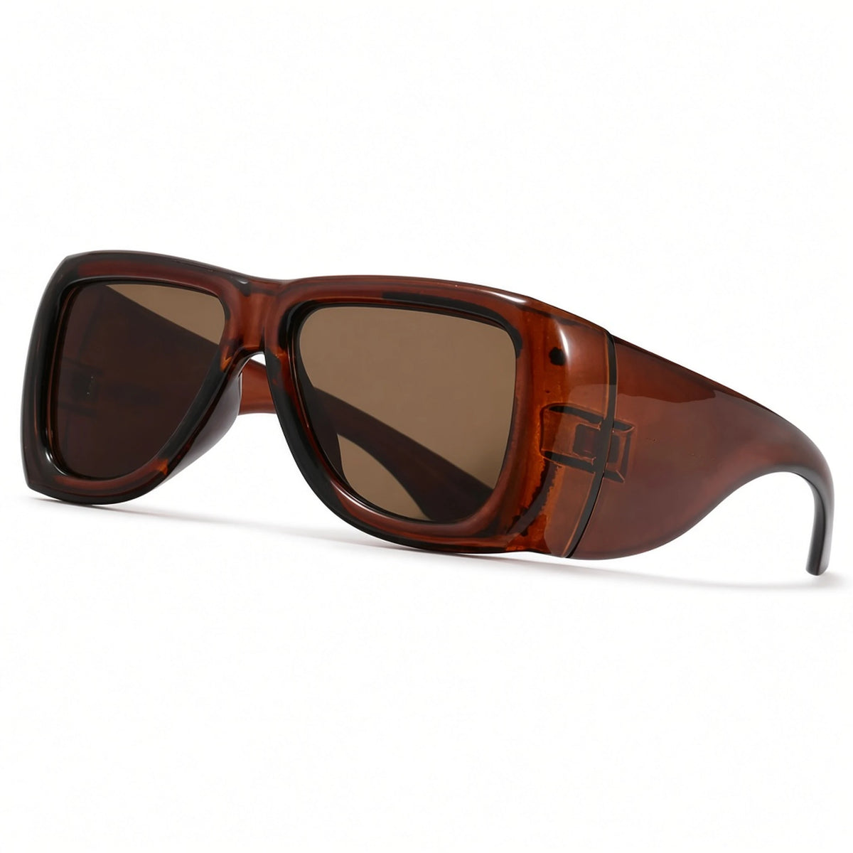 Square Flat-Top Sunglasses — dark tea front