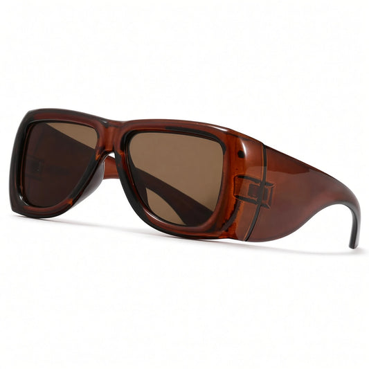 Square Flat-Top Sunglasses — dark tea front