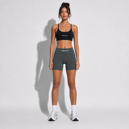 Set — Infinity bra + Micro Shorts Dark Gray front on-model 2048