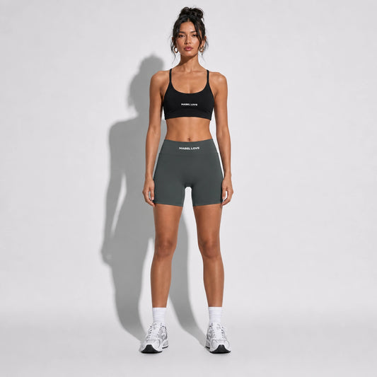 Set — Infinity bra + Micro Shorts Dark Gray front on-model 2048