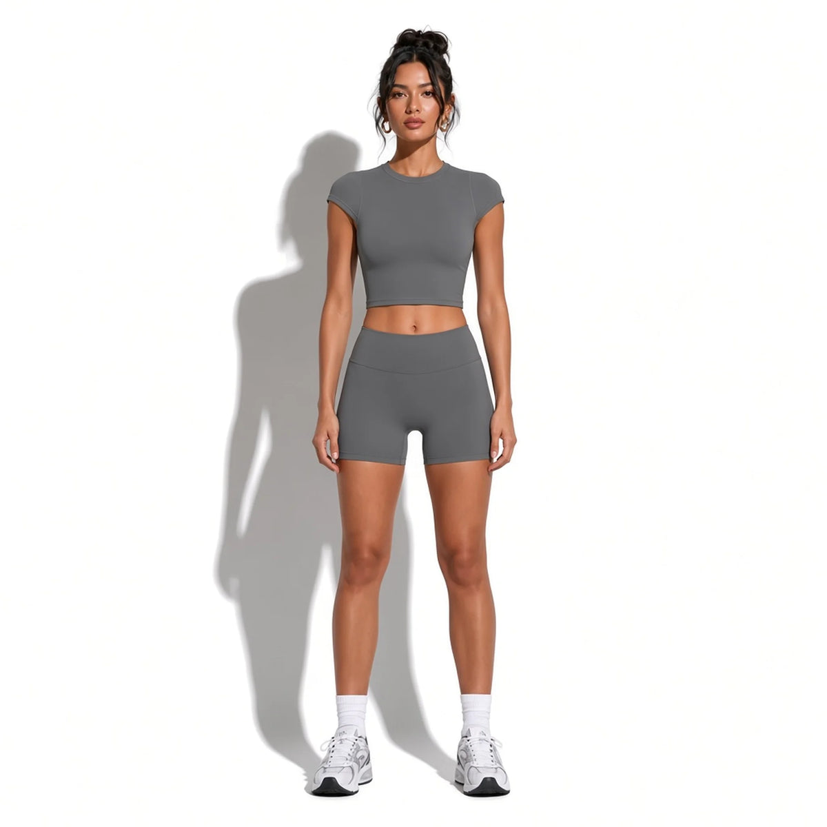 Short Sleeve Workout T-Shirt — Dark Gray front