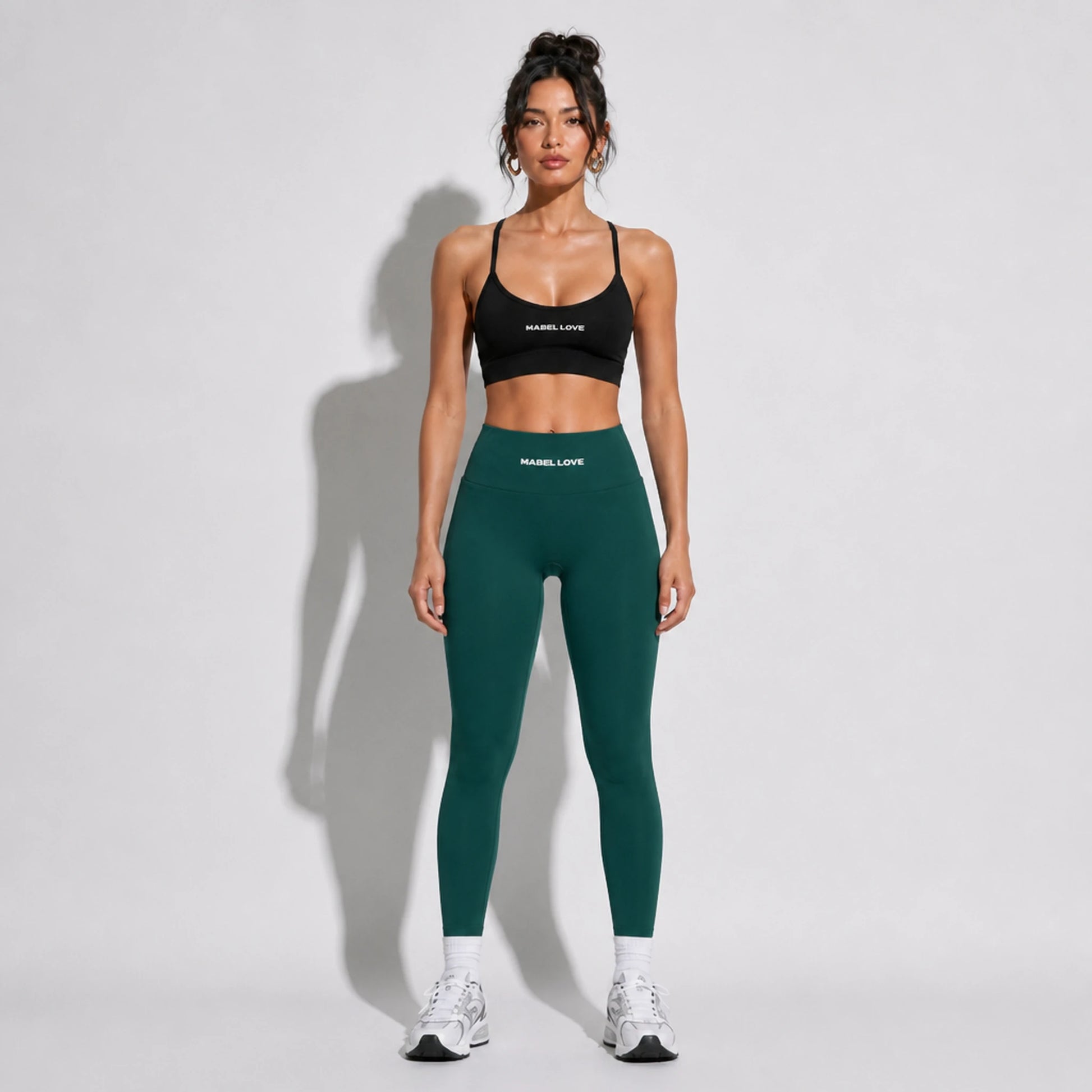 Set — Infinity bra + High-Waisted Yoga Leggings Dark Green front on-model 2048