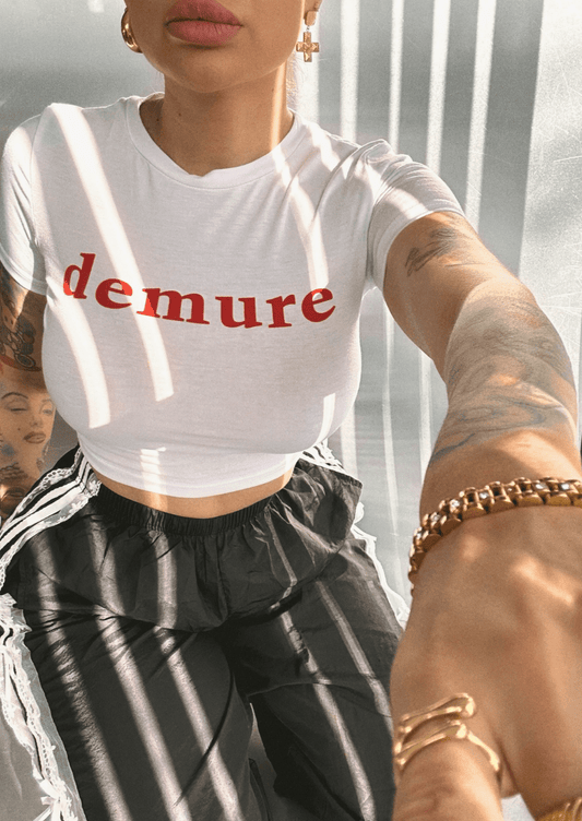 White Demure Crop Top