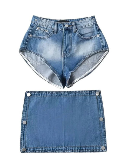 Denim Button Mini Skirt