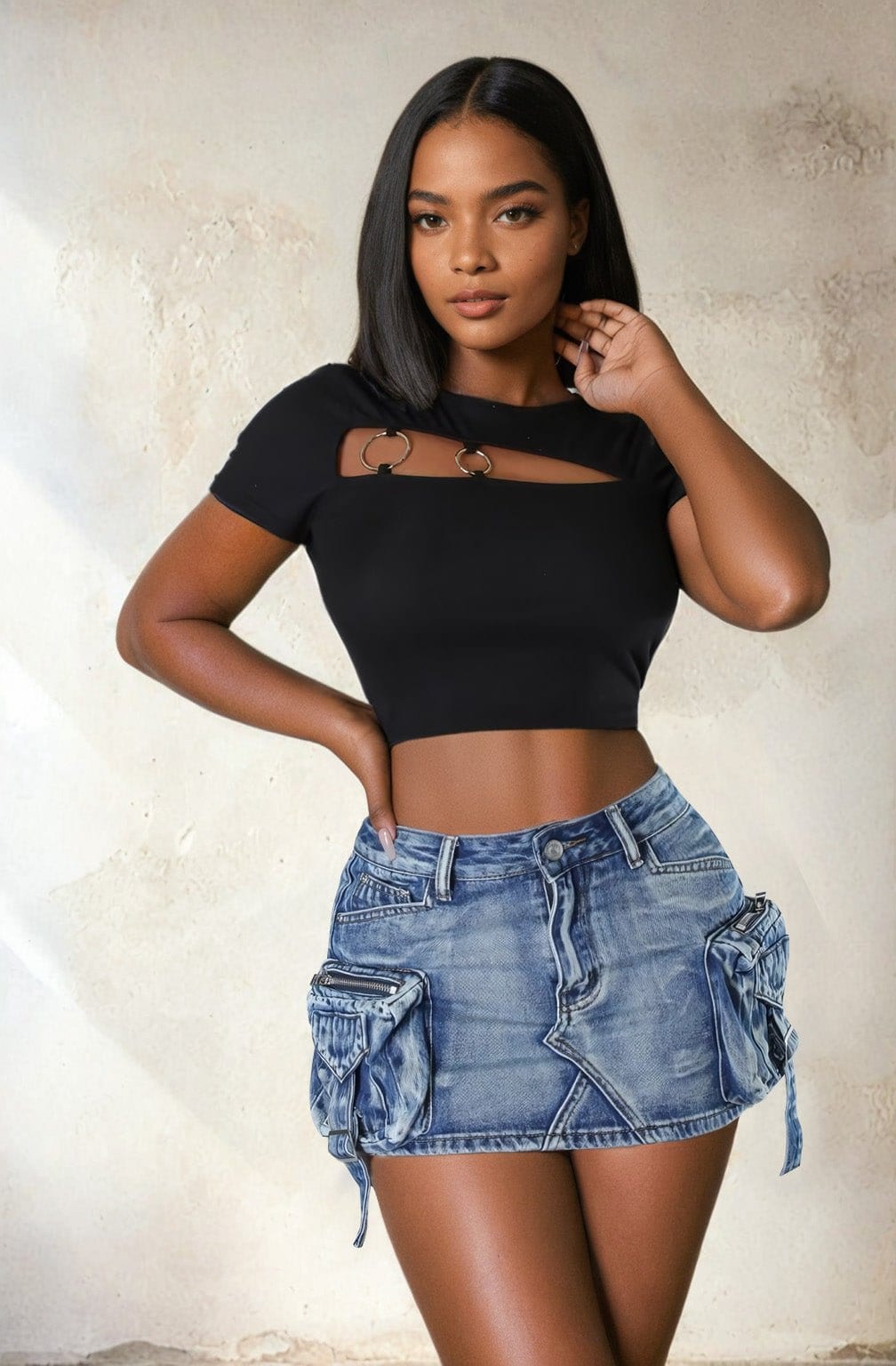 Denim mini skirt