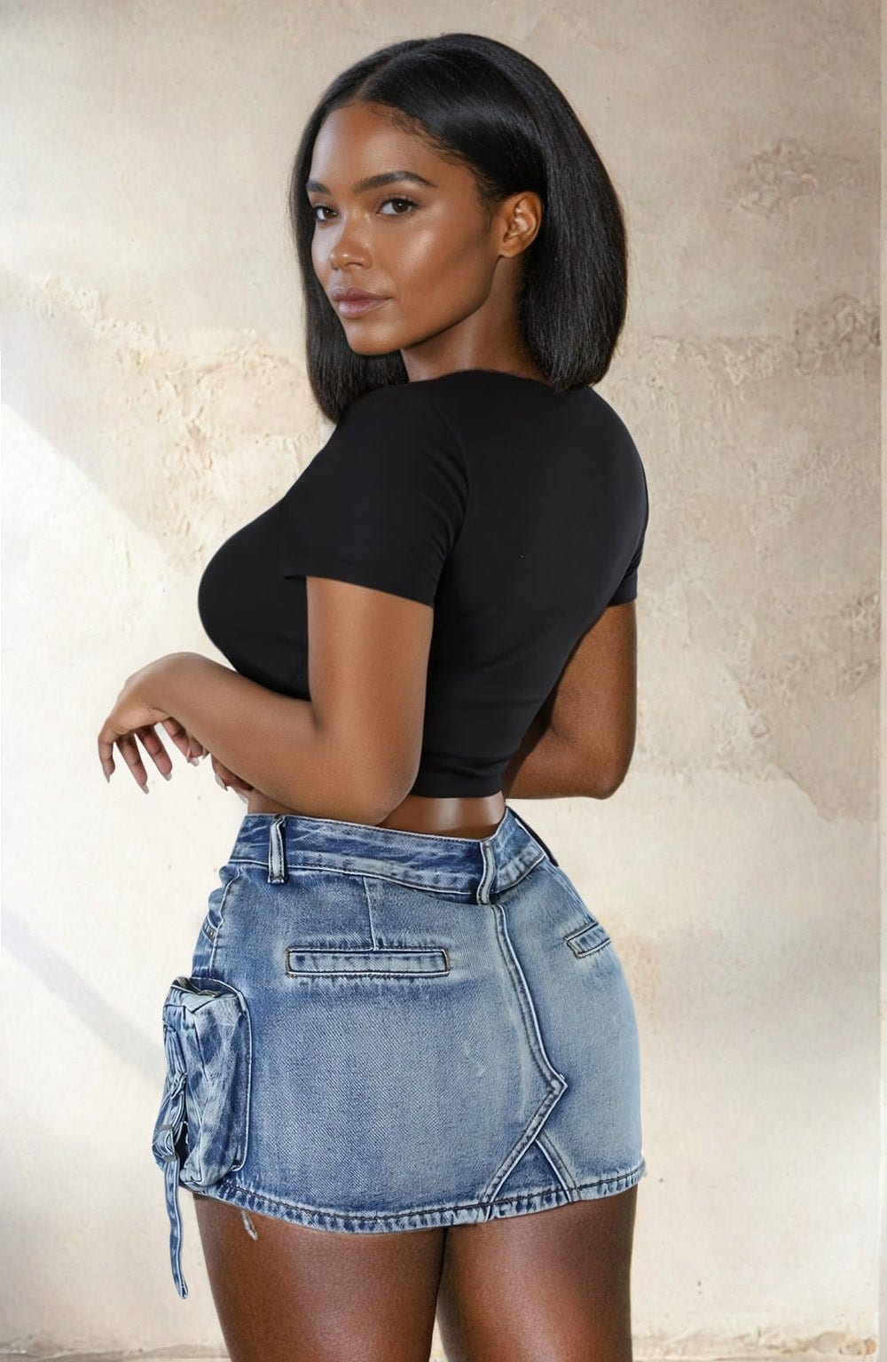 Denim mini skirt