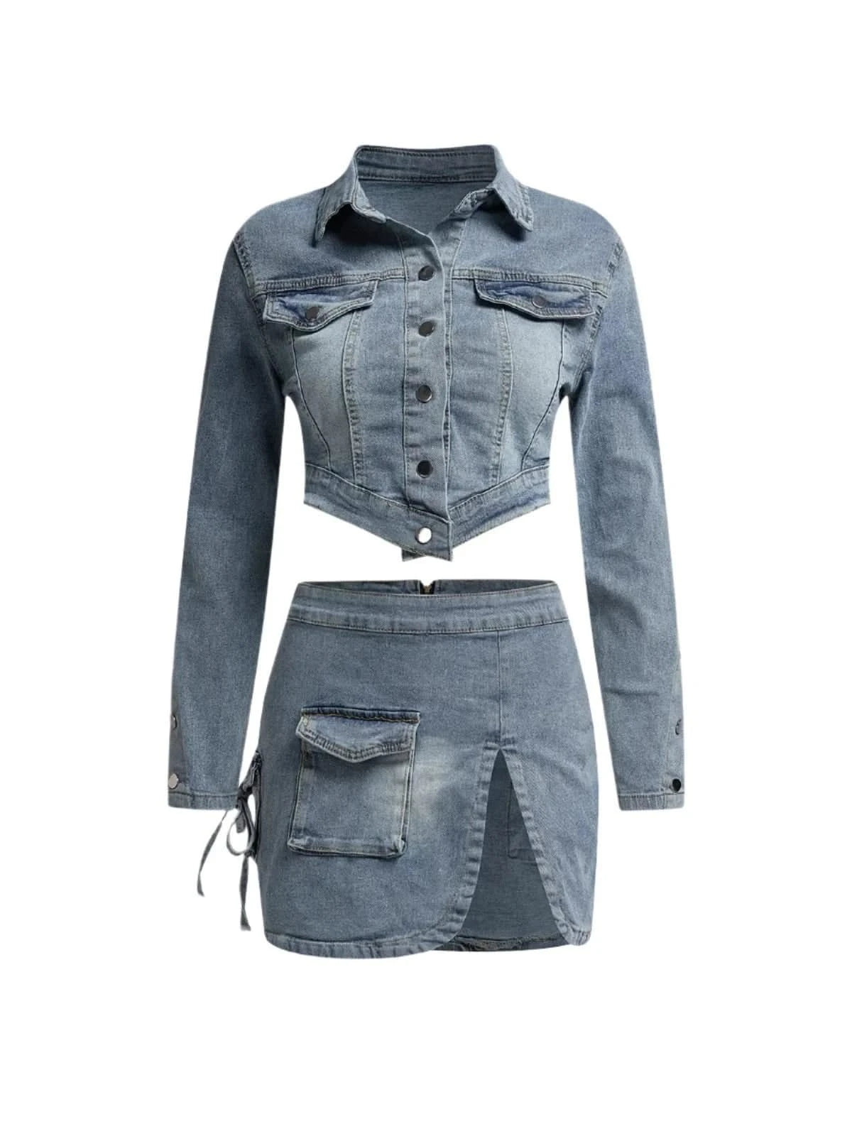 Denim skirt and long sleeve discount