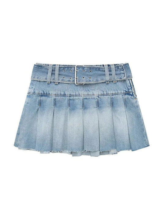 Pleated denim skirt english hotsell