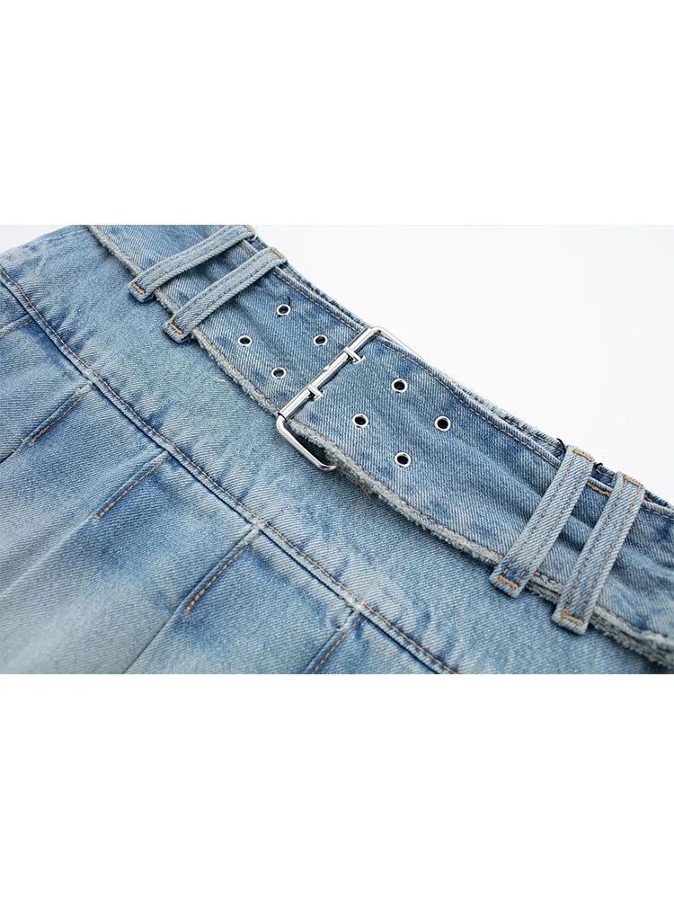 Close - up image of Denim Pleated Skirt