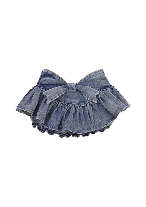 Denim ruffle skirt