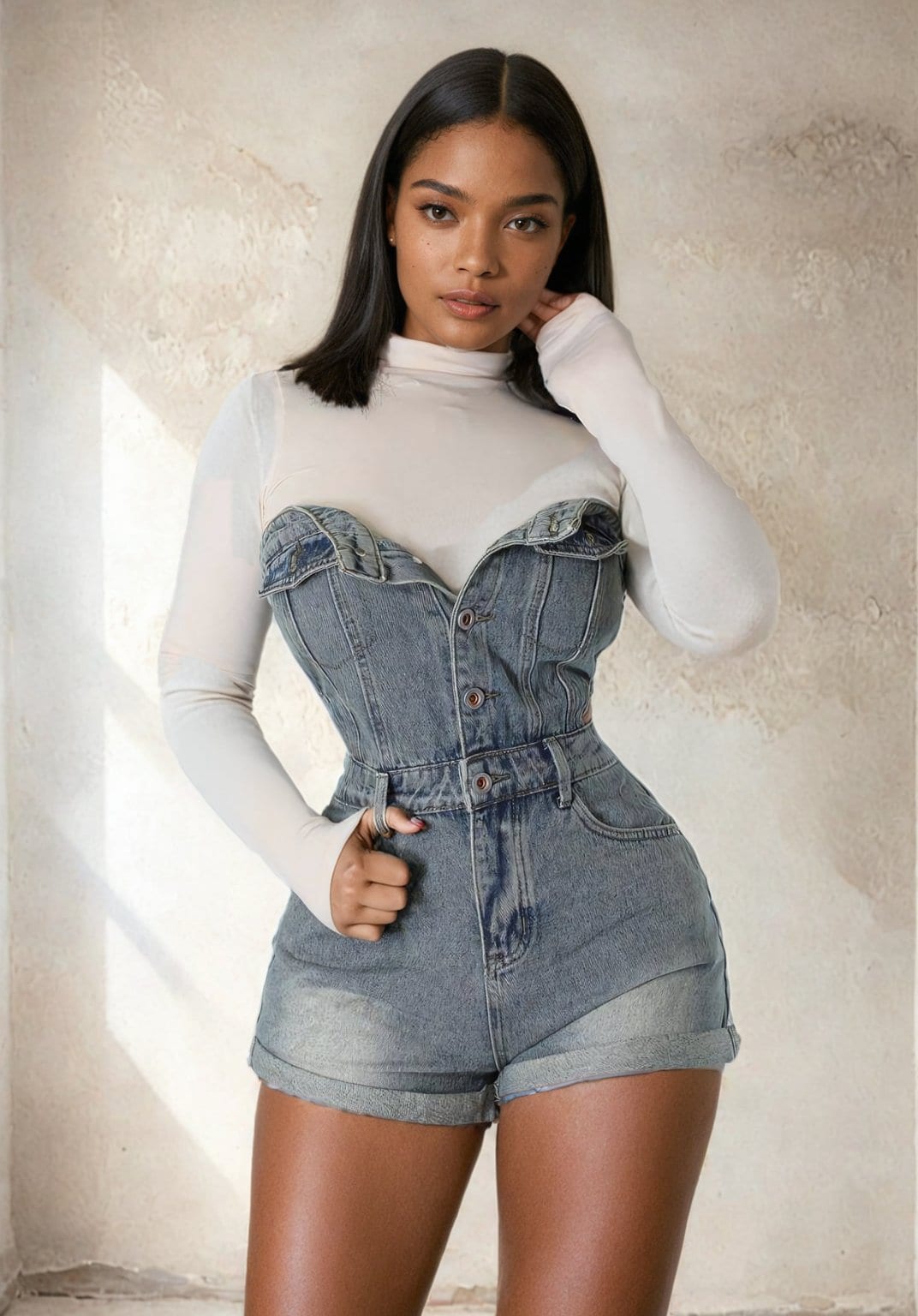 Denim Tube Top Romper