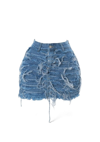 Distressed Denim Skirt