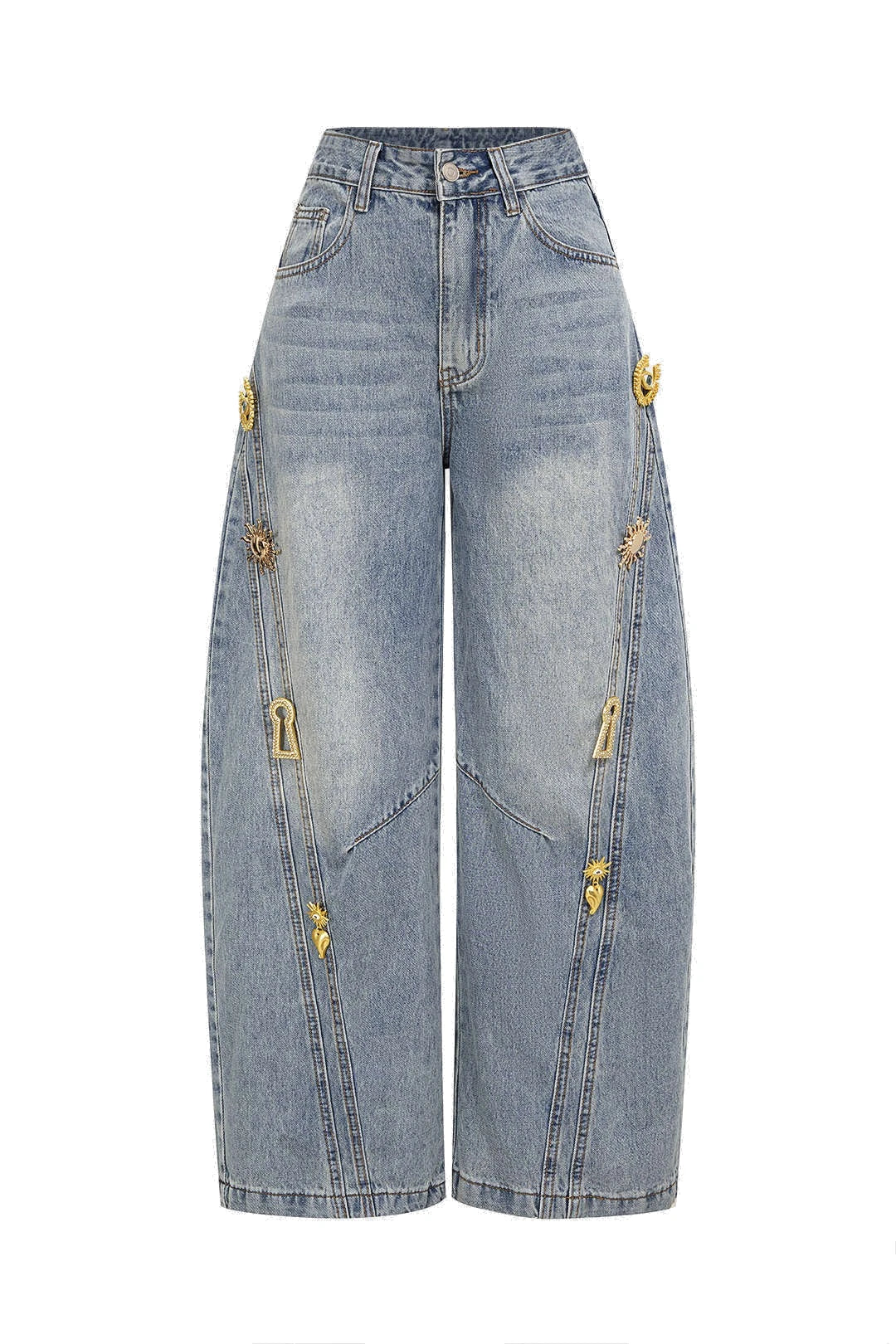 Distressed Wide-Leg Denim Jeans — image 1