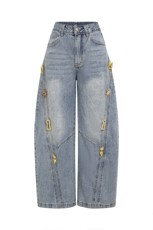 Distressed Wide-Leg Denim Jeans — image 1