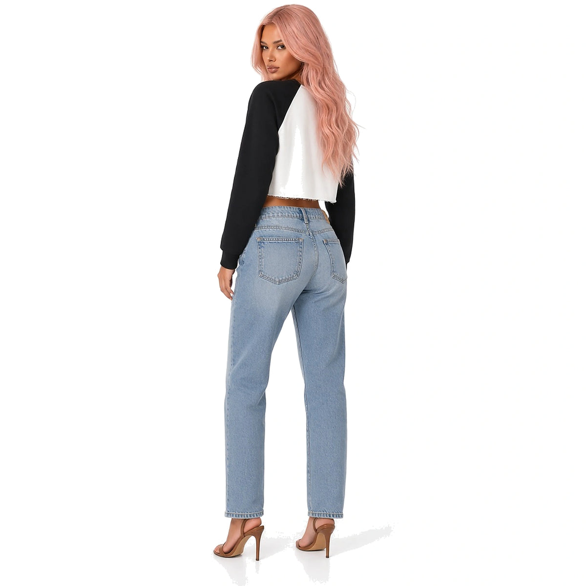 Dont touch me Color-Block Crop Sweatshirt — back