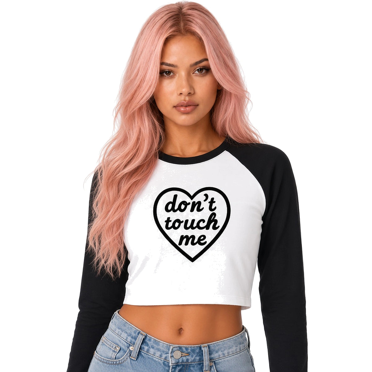 Dont touch me Color-Block Crop Sweatshirt — close-up