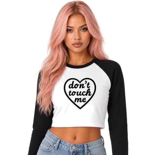Dont touch me Color-Block Crop Sweatshirt — close-up