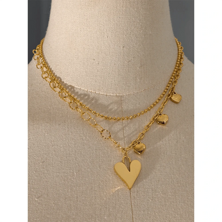 Double Chain Heart Necklace