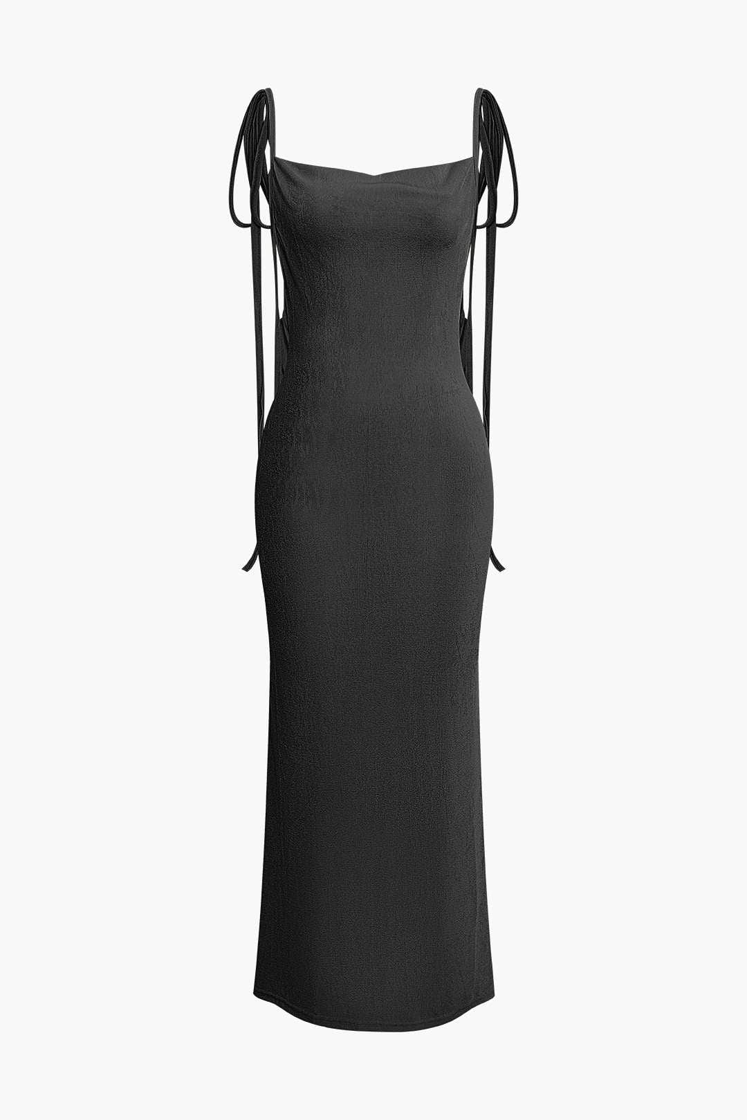 Draped Crisscross Backless Maxi Dress