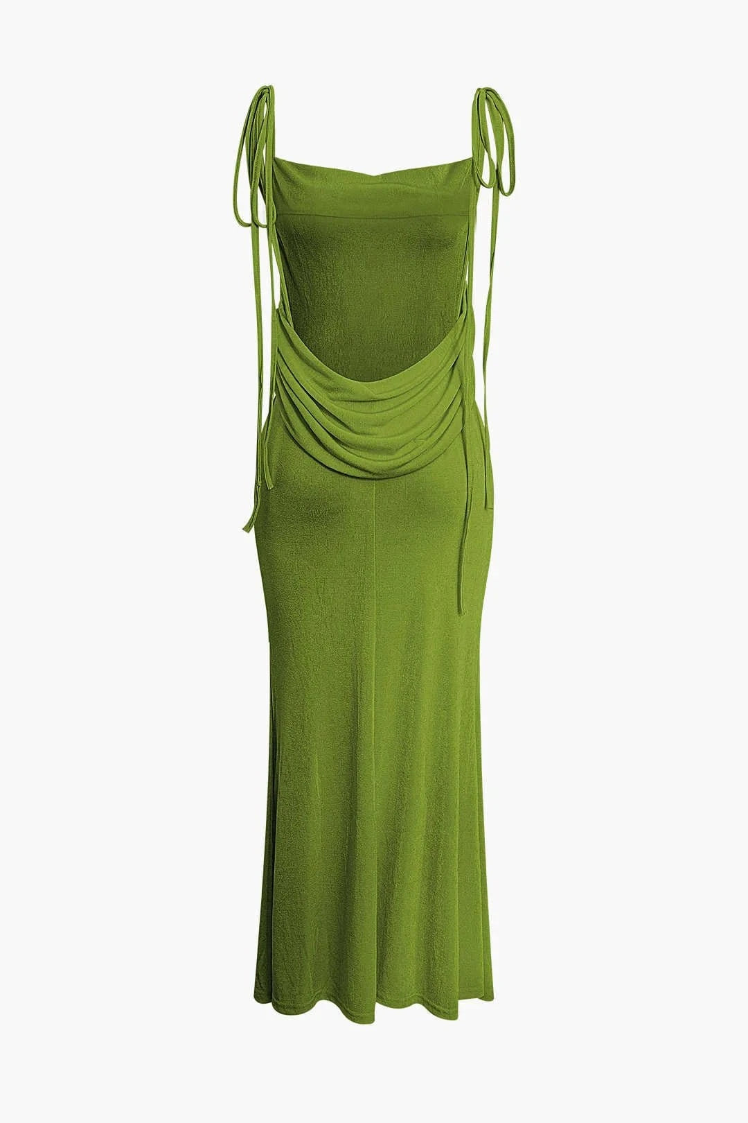 Draped Crisscross Backless Maxi Dress