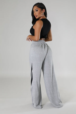 Drawstring Sweatpants with Striped Tape Patch