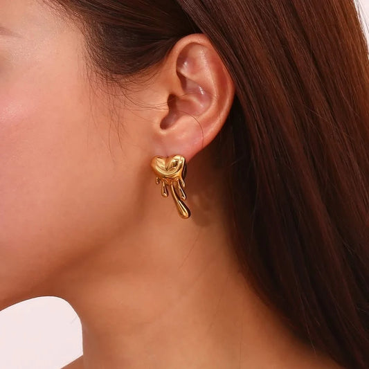 Dripping Heart Stud Earrings