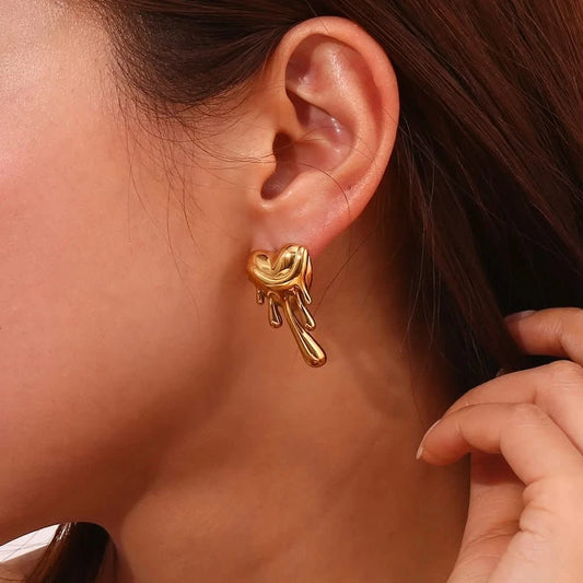 Dripping Heart Stud Earrings