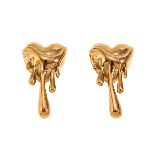 Dripping Heart Stud Earrings