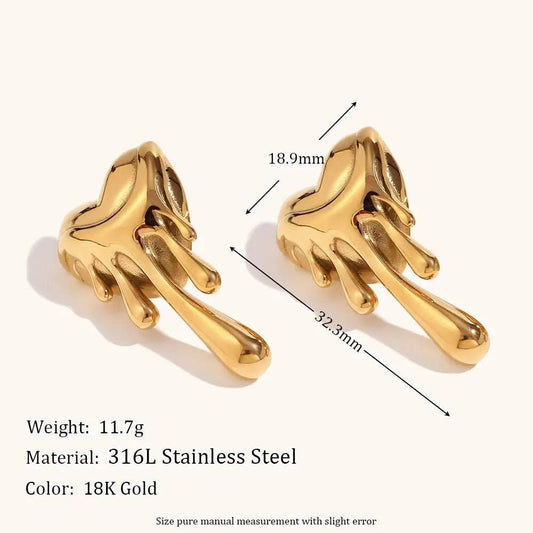 Dripping Heart Stud Earrings