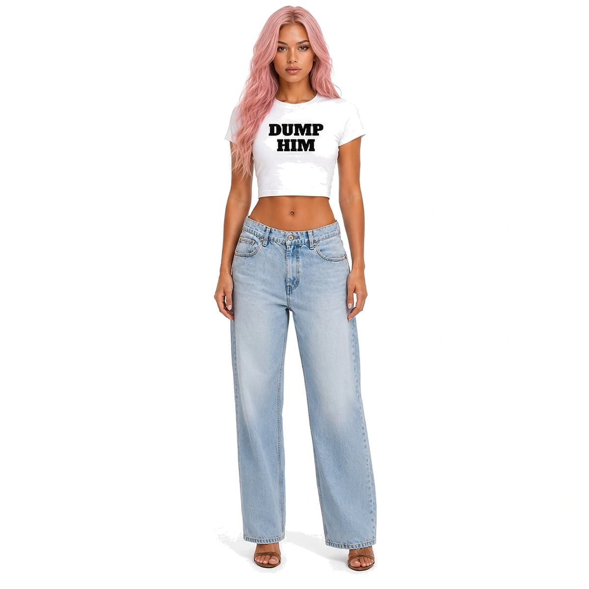 Dump Him White Essential Crop Top T-Shirt — front