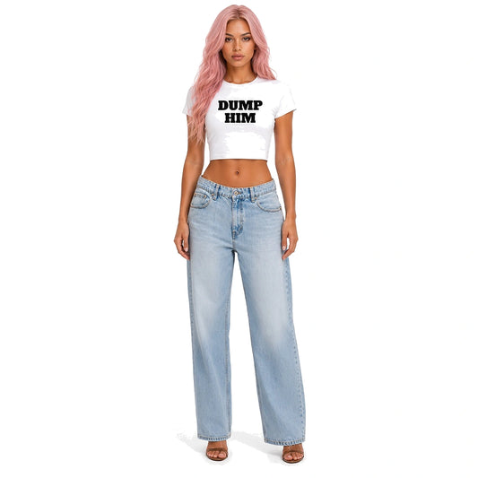 Dump Him White Essential Crop Top T-Shirt — front