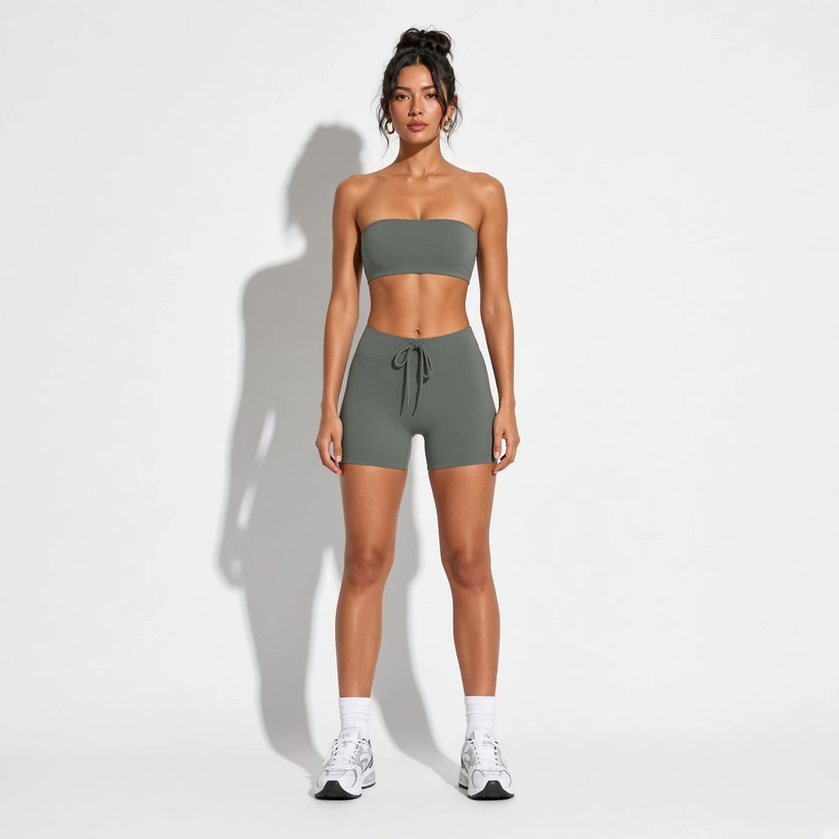 Strapless Sports Bra — Dusty Green front