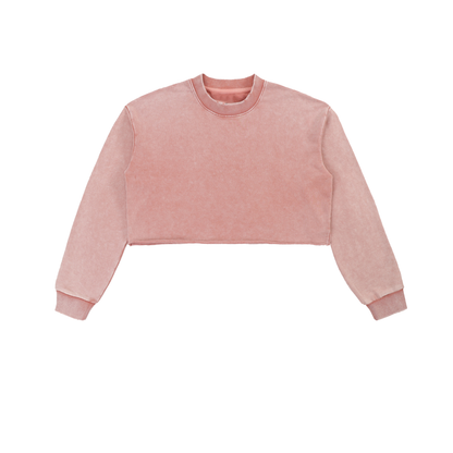 Cries Easily Washed Raw Edge Cropped Sweatshirt