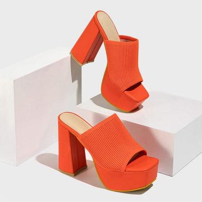 Chunky Open-Toe Heels